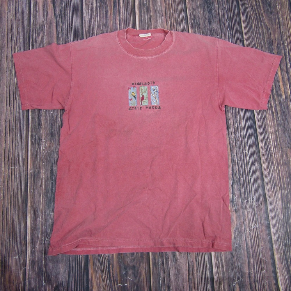 Minnesota State Parks Shirt Mens Medium Artisans Birds Embroidered Nature Tee